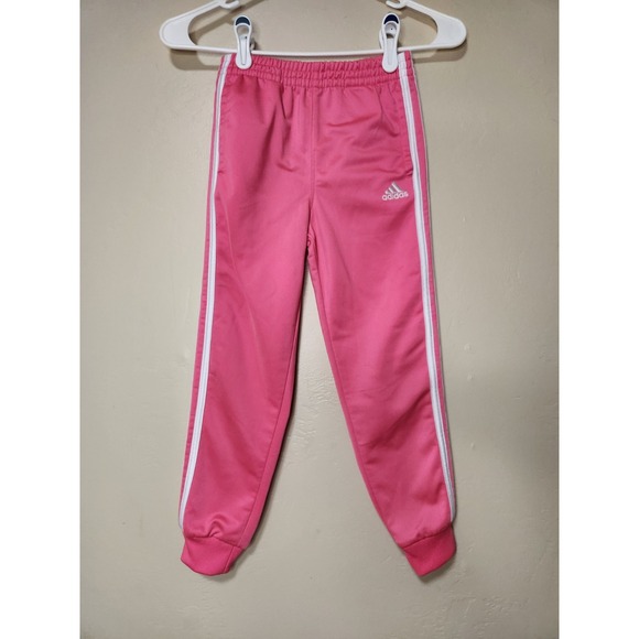 Adidas Girs Pink 3 Stripes 2 Pc Track Suit Jacket Pants Size 6X - Picture 2 of 12